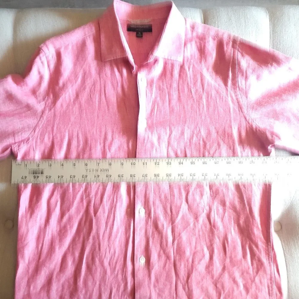 Banana Republic Red Linen/Cotton Button-Up Long-Sleeve Shirt Men's Medium